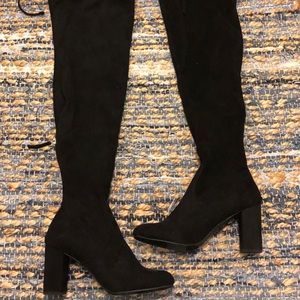 Over the knee faux suede boots